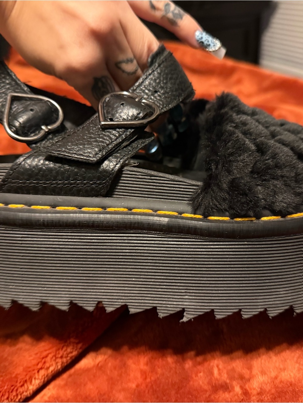 Doc Martens Voss Fluffy Faux Sandals - Picture 5 of 6